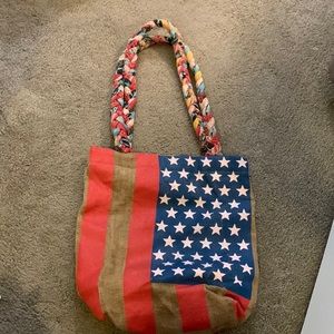 American Flag Burlap Bag